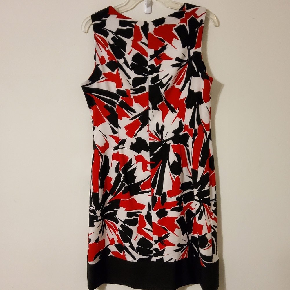 Ronni Nicole Stretch Red/Black/White Geo Print Sleeveless Sheath Dress Sz 12 - Picture 5 of 10